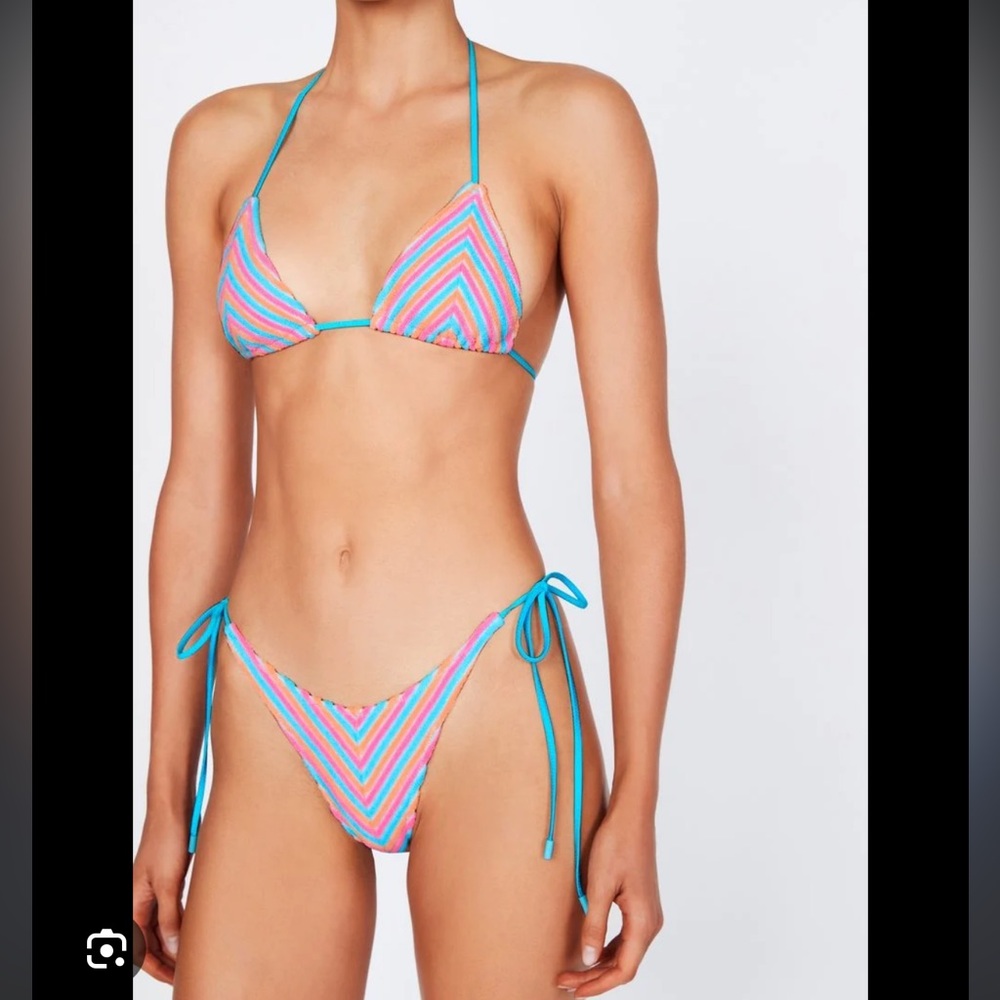 Never worn TRIANGL bathing suit pink & blue SHERBERT stripe